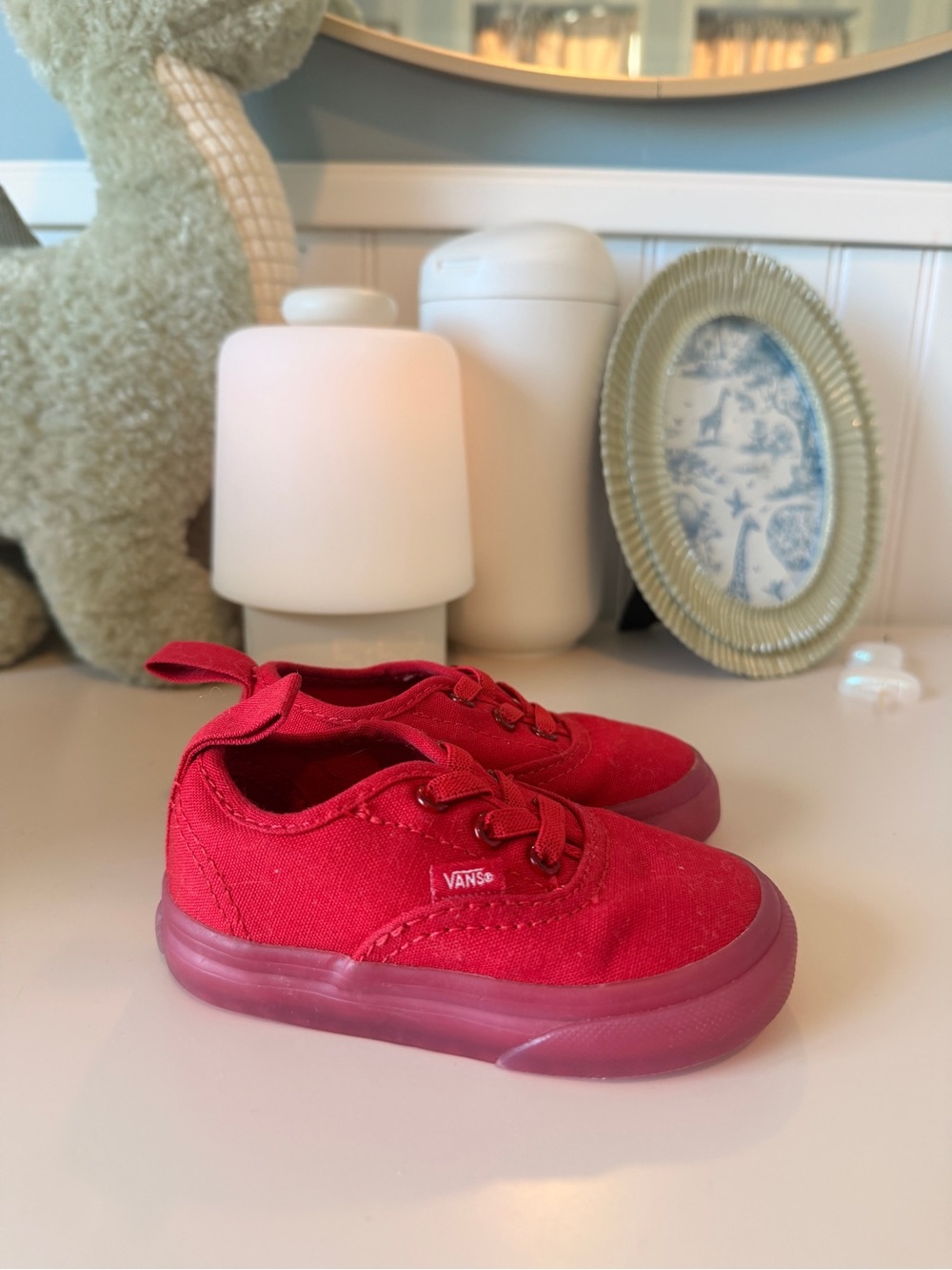Vans Kids Low-Top Canvas Sneakers in Red with Matching Sole